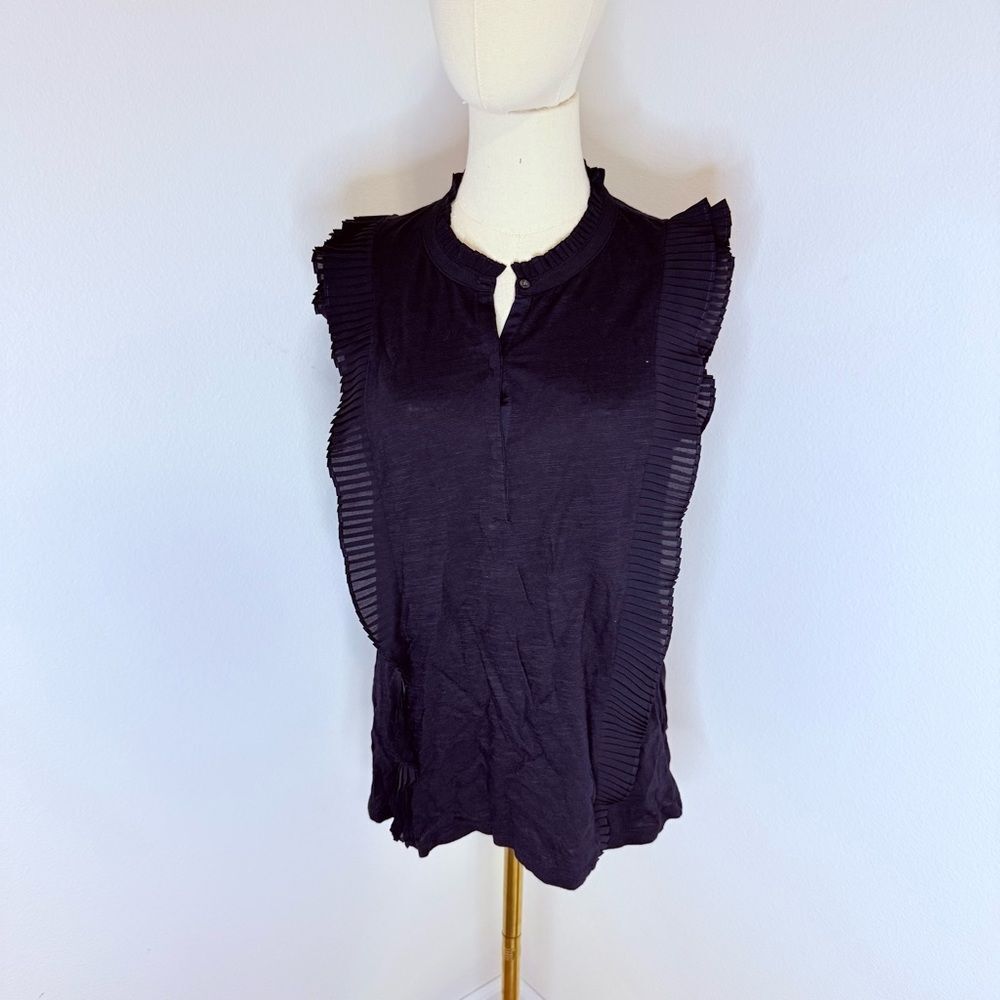 Banana Republic Blue Ruffle Trim Sleeveless Blouse - Size Small‎
